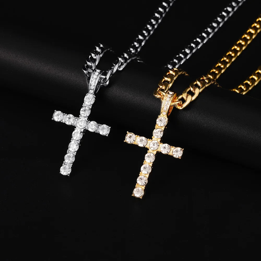 LoffsLuxury™ ICY Silver Cross Pendant Chain