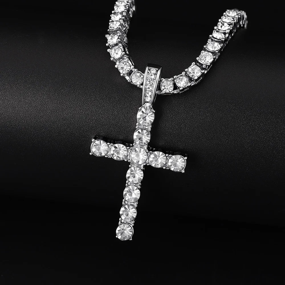 LoffsLuxury™ ICY Silver Cross Pendant Chain