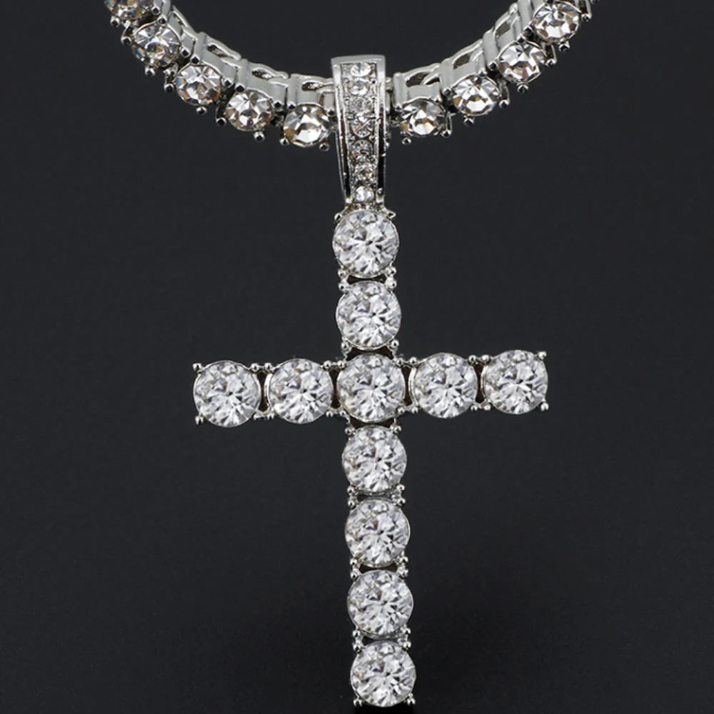 LoffsLuxury™ ICY Silver Cross Pendant Chain